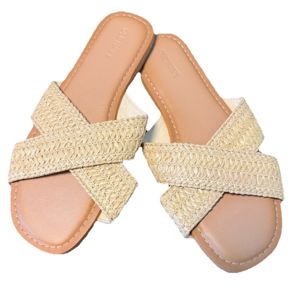 Natural Woven Jute Sandals Size 8 New Old Navy Tan